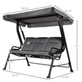 thumbnail image 4 of Newboti 3-Seat Patio Swing Chair, Outdoor Swing Glider with Adjustable Canopy, Removable Thicken Cushion, and Weather Resistant Steel Frame, for Garden, Poolside, Backyard, Black 791202358667089, 4 of 5