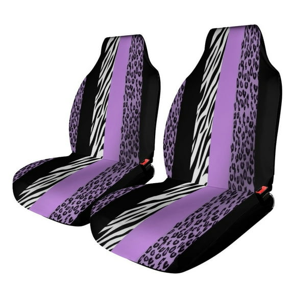 Animal Print Zebra Stripes Car Seat Cover Set Auto Front Bucket Cushion Protect Accessories 2 Piece