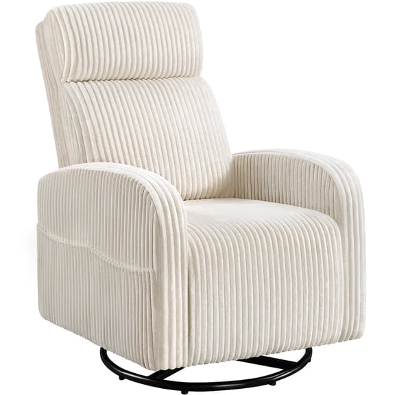 Yaheetech Corduroy Swivel Glider Chair Rocking Chair for Living Room, Beige