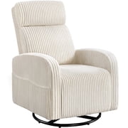Yaheetech Corduroy Swivel Glider Chair Rocking Chair for Living Room, Beige