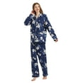thumbnail image 5 of GLOBAL Women's 100% Cotton Flannel Pajama Set - Cozy Winter 2-Piece Loungewear with Button-Down Top & Pants, Size S-3XL, 5 of 6