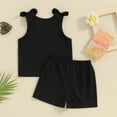 thumbnail image 7 of BemeyourBBs Toddler Kids Baby Girl Summer Clothes Daddys Girl Sleeveless Tank Tops Solid Shorts 2Pcs Little Girls Outfit 1-7Y, 7 of 7