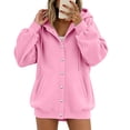 thumbnail image 3 of Otntypg Snap Button Down Hoodies for Women Trendy Fall Long Sleeve Drawstring Hooded Pullover Sweatshirts Loose Lightweight Casual Basic Solid Color Cardigan Hoodie Jacket with Pockets, 3 of 7