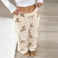 thumbnail image 4 of Kezqiaxn Pajama Pants Women Fleece Elastic Waist Warm Loose Bottoms Casual Loungewear Fall Winter Pj Pants Fashion Clothing Beige M, 4 of 6