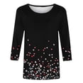 thumbnail image 5 of DeHolifer Womens Tops Dressy Casual Scoop Neck 3/4 Sleeve Shirts Graphic Comfy 1/2 Sleeve Top Vintage Shirt Spring Outfit Black S, 5 of 5