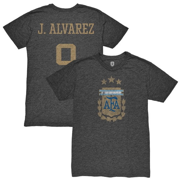 Men's 1863FC Juli-n -lvarez Heather Black Argentina National Team Player Retro Tri-Blend T-Shirt