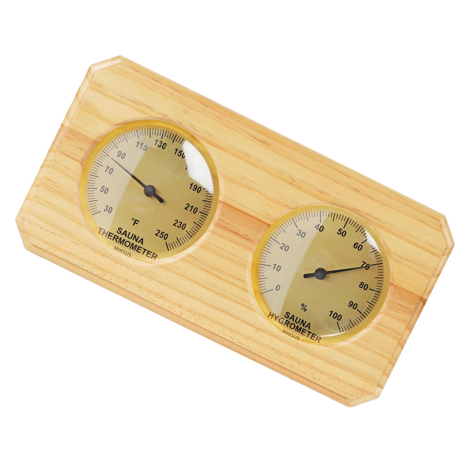 Heat Immune Wooden Hygrometer Thermograph Combo Horizontal Plan °F Reading For Steambath Bathroom