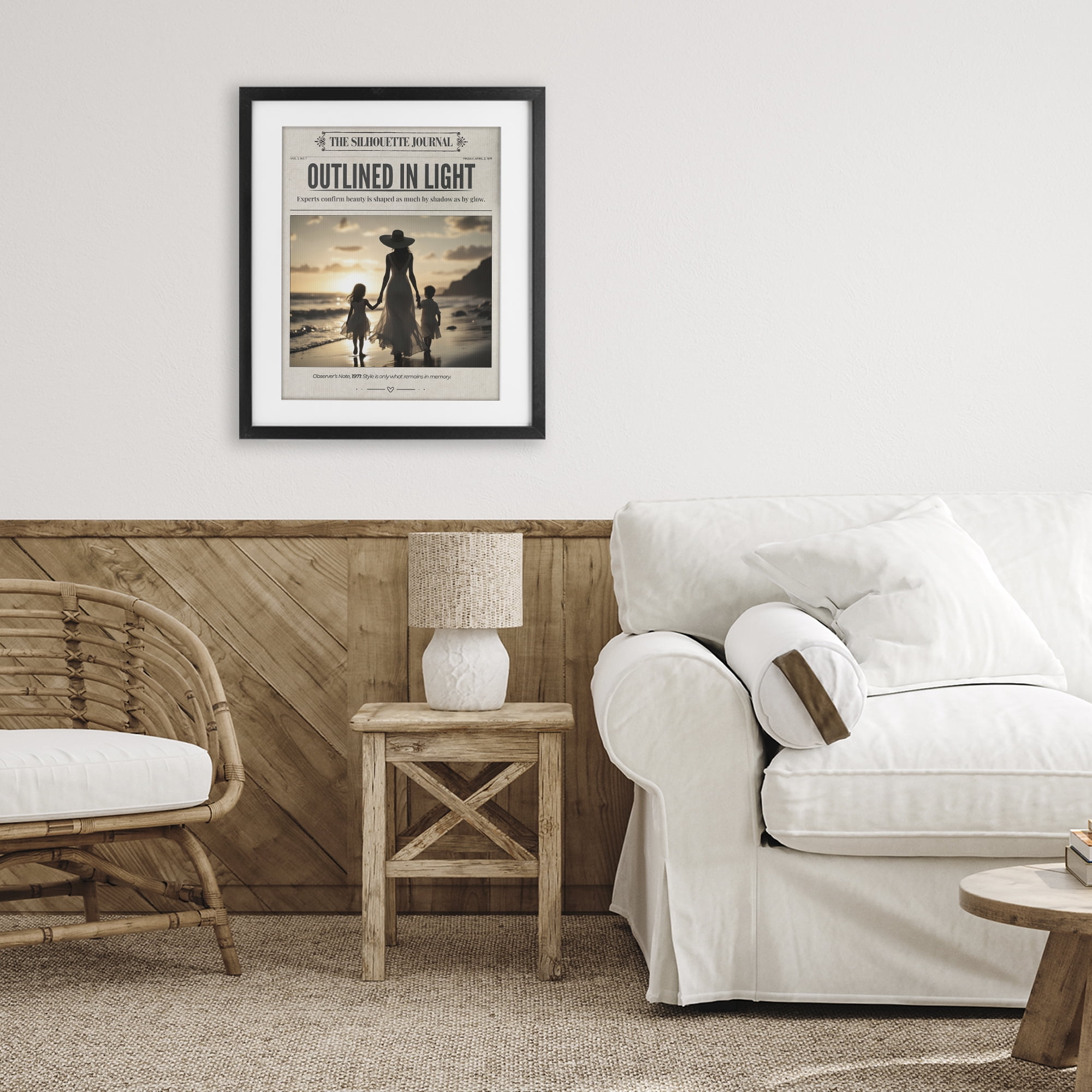 Stupell Industries Outlined In Light Newspaper Black Framed Print Under Glass, design by A Barefoot Stylist