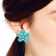 thumbnail image 4 of Exotic Blue Turquoise Flower Clip On Earrings, 4 of 5