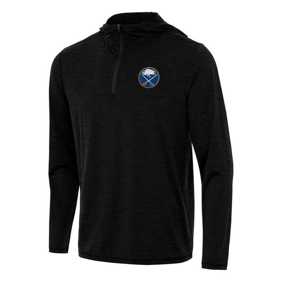 Men's Antigua Heather Black Buffalo Sabres Tidy Quarter-Zip Hoodie