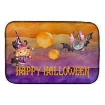 Halloween Little Witch and Bat Dish Drying Mat