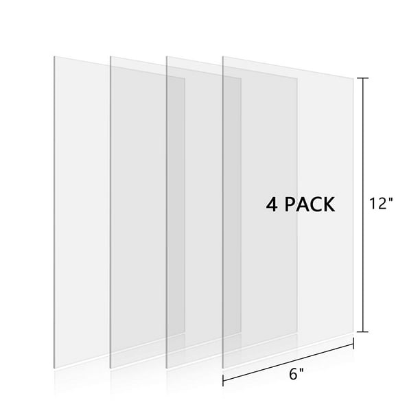 Panneau de plexiglas coulé en feuille d'acrylique transparent 6 \ u201d x  12 \ u201d x 1/8 \ u201d épais (lot de 4) panneau de plaque en plexiglas en  plastique transparent pour
