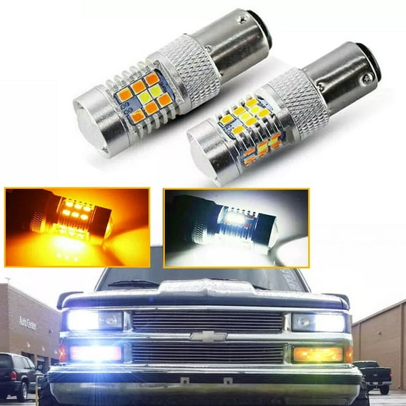 2x 1157 Switchback White/Amber LED Turn Signal Light Bulbs For Chevy C1500/K1500