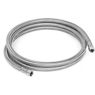 HQRP Universal Premium Braided Stainless Steel Refrigerator/Ice Maker Hose  with 1/4 Comp by 1/4 Comp Connection, 6-ft Burst Proof Water Supply Line