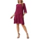 thumbnail image 2 of Vestido de gasa para mujer Inspire Chic con volantes, de capas, fluido, de manga 3/4, corte A, hasta la rodilla, color rojo vino, talla M, 2 of 6