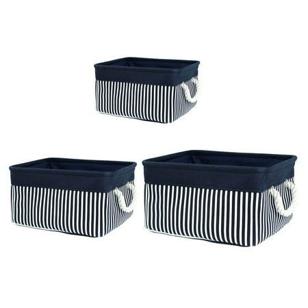 Fabric Storage Bins Foldable Laundry Baskets For Closet Or Shelf Navy Blue