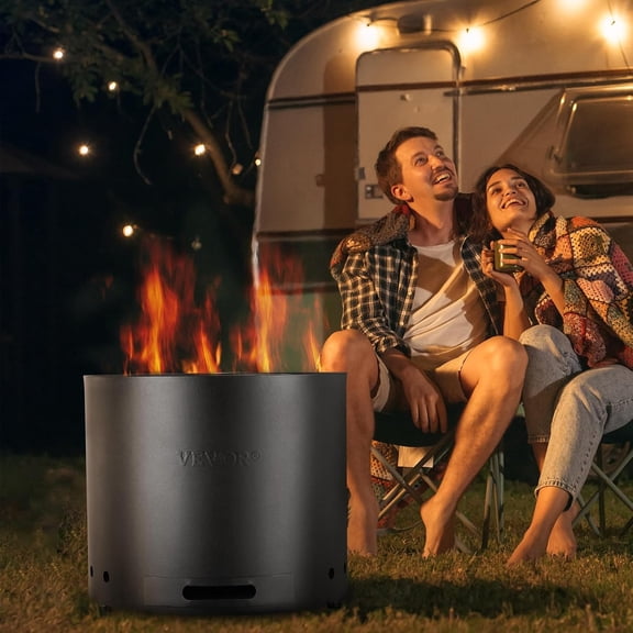 Smokeless Fire Pit Stove Bonfire, H: 12.6 in x Dia: 15 in, Wood Burning Fireplaces with Removable Ash Pan, SUS430 Stainless Steel Inner Portable Outdoor Firepit, Ideal for Outdoor  Camping