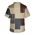 thumbnail image 4 of Domuza Men Scrub Top Plaid Stripe Printed V Neck Short Sleeve Nursing Uniform Loose Fit Comfy Soft Medical Workwear with 3 Pockets Khaki 5XL, 4 of 4