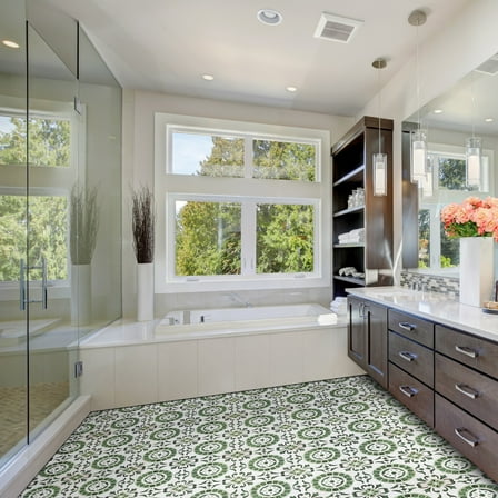 Kate Aurora Green Vinyl 12'' x 12'' Floor Tiles 20 sq ft Coverage Area, for Kitchen 20 Tiles