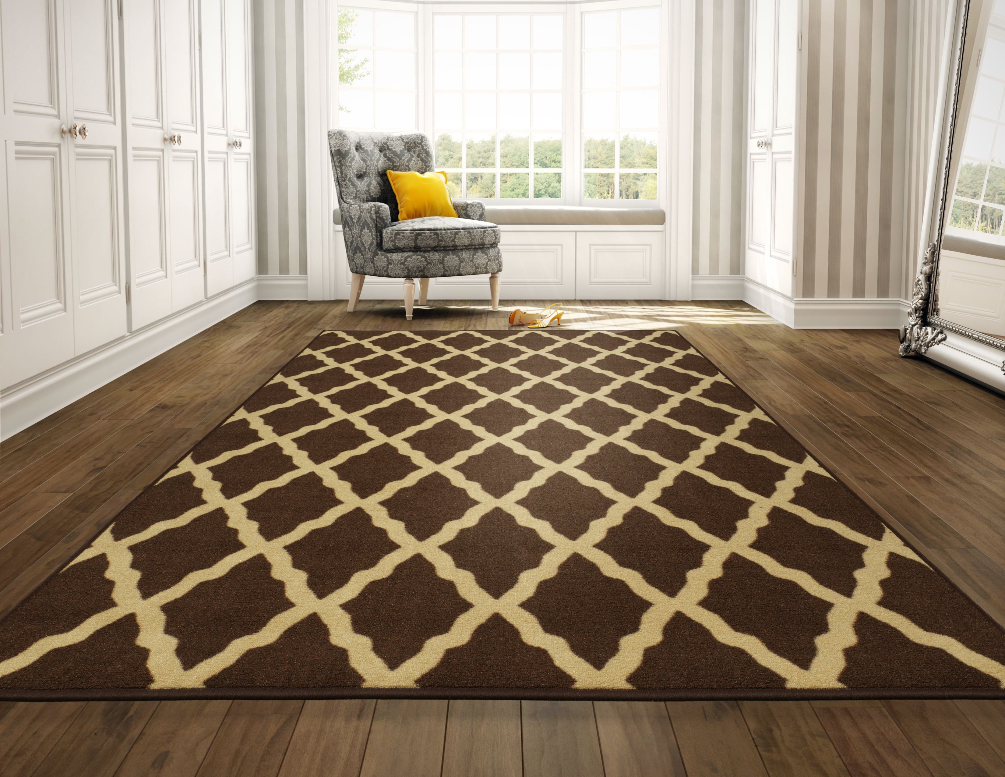 Ottomanson Ottohome Contemporary Morrocan Trellis NonSlip Rubber