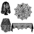 thumbnail image 1 of Halloween Decorations Sets Halloween Tablecloth Spooky Bat Spiderweb Lace 4Pcs, 1 of 7
