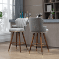 thumbnail image 6 of Bar Stools, Counter Height Barstools, Modern Upholstered Bar Stools with Backrest and 360-degree Footrest Bar Chairs, 28 Inch Kitchen Island Bar Chair, Solid Wood Legs(Gray,Set of 2), 6 of 9