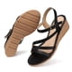 thumbnail image 2 of Sandalias SHIBEVER con cuña negras de verano para mujer, talla 8.5, 2 of 7