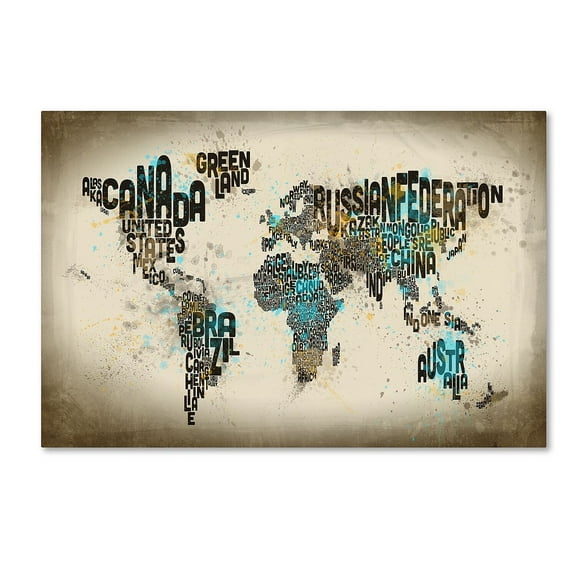 Trademark Fine Art "Map of the World Watercolor III" Canvas Art by Michael Tompsett