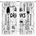 thumbnail image 2 of Rustic Kitchen Curtians, Farmhouse Fork and Spoon Woodern Plank Board Cook Theme Coffee Time Vintage Cottage Cafe Living Room Bedroom Window Curtains Drapes Treatments 2 Panels, 42"x63" Inch, 2 of 5