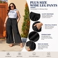 thumbnail image 3 of SHEWIN Womens Plus Size Pants Wide Leg Pants Palazzo Drawstring Elastic Waist Lounge Pants Spring Summer Lightweight with Pockets Black 2X, 3 of 9