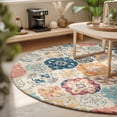 thumbnail image 3 of Large Round Rug 8Ft, Boho Morocco Non-Slip Washable Circle Rugs Carpet, Retro Farmhouse Ethnic Neutral Aesthetic Indoor Outdoor Rug Floor Mats Throw Runner for Bedroom Living Room Bathroom, 3 of 8