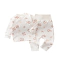 thumbnail image 1 of Odeerbi 3M-2Y Niños Niñas Pijamas de Algodón Otoño Camisetas de Manga Larga Pantalones Conjunto Suave Estampado Floral Ropa de Dormir Cintura Alta Pijama de Invierno, 1 of 3