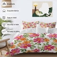 thumbnail image 3 of 3 Piece Pink Orange Floral Duvet Cover Set California King,Microfiber Comforter/Quilt Cover with Corner Ties and 2 Pillowcases,Spring Blossom Botanical Flowers All Season Bedding with Zipper Closure, 3 of 8