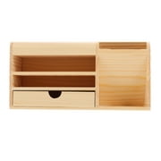 Guichaokj Desktop Storage Box Remote Controls Container Stand Wood Bracket Pen Holder Stationery Organizer