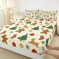 thumbnail image 3 of Manfei Cute Gingerbread Xmas Tree Full Size Sheets, Christmas Stocking Snowflake Bed Sheets, New Year Festival Sheet Sets Luxury Bedroom Decor 4pcs, 3 of 7
