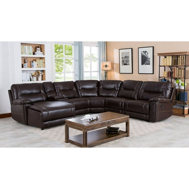 Barrington Recliner Leather Gel Left Facing Chaise Sectional In Brown Com Barrington Recliner Leather Gel Left, Barrington Leather Power Recliner Sofa