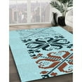 thumbnail image 3 of Ahgly Company Machine Washable Indoor Round Transitional Cadet Blue Green Area Rugs, 5' Round, 3 of 7