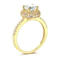 thumbnail image 3 of Wellingsale Ladies Solid 14k Yellow Gold Polished CZ Cubic Zirconia Round Cut Halo Engagement Ring with Side Stones and Matching Band Bridal Set - Size 9, 3 of 8