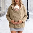 thumbnail image 2 of mgoYE Women's Zip Up 3 in 1 Maternity Ba’by Wearing Hoodie Sweatshirt Jacket(Khaki,XL), 2 of 9