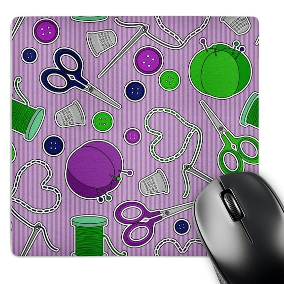 3dRose, Sewing Love Print Purple, MousePad