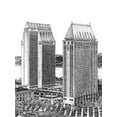 thumbnail image 2 of Wang, Melissa 12x14 Black Ornate Wood Framed with Double Matting Museum Art Print Titled - BandW Us Cityscape-San Diego, 2 of 4