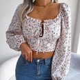 thumbnail image 2 of hoksml Trendy Tops for Women,Women's Casual Printing Long-Sleeved Cage Sleeve Lapel Shirt Top, 2 of 5