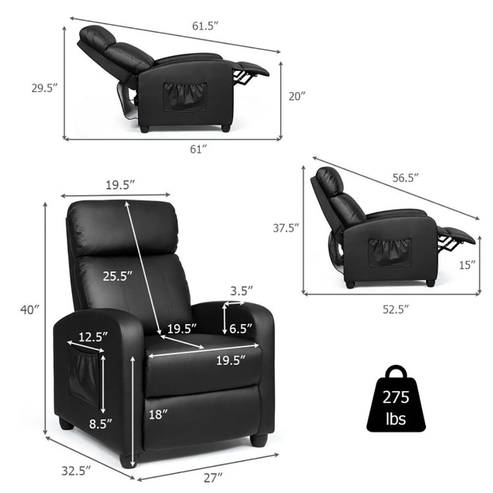 Finihen Massage Recliner Chair, Recliner Massage Winback Single Chair with Side Pocket, for Living Room, Bedroom, Black Finihen Massage Recliner Chair, Recliner Massage Winback Single Chair with Side Pocket, for Living Room, Bedroom, Black
