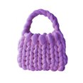 thumbnail image 2 of Bolso tejido a mano para mujer, bolso de hombro de lana islandesa suave a la moda, regalo (púrpura) Tmvgtek Para Estrenar, 2 of 6