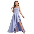 thumbnail image 4 of ITSAME Girls Formal Slip Dress Smocked Waist-Cinching Flowy High-Low Hem Wedding Pageant Party Ball Gown Purple Size 5T, 4 of 6