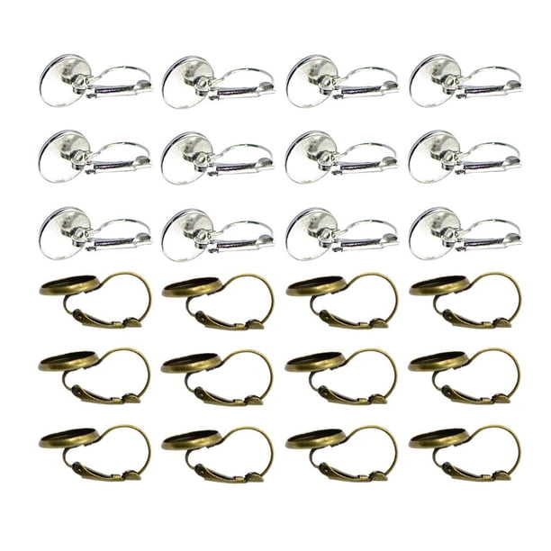 de 24 Ganchos para oreja de Clip con Enchufe Ganchos para oreja Aretes Ganchos Cabujones Aretes