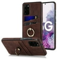 thumbnail image 1 of Allytech for Samsung Galaxy S20 Plus 6.7 inch Back Case with Card Slots Finger Ring Holder Drop Protection Retro PU Leather Protective Phone Cover for Samsung Galaxy S20+,Coffee, 1 of 8
