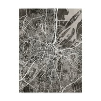 Trademark Fine Art 'Belfast Northern Ireland City Map Black' Canvas Art by Michael Tompsett