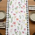 thumbnail image 5 of Table Runners 90 Inches Long Dress Scarves, Spring Floral Farmhouse Coffee/Dining/Kitchen Table Runner for Living Room, Pink Flowers Black White Plaid Pastoral 13x90 Inch, 5 of 9