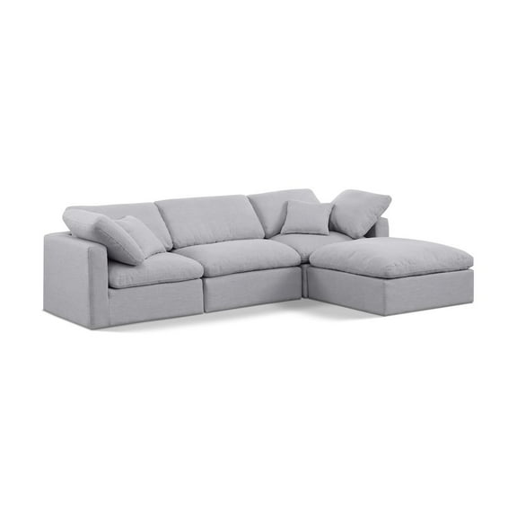 Meridian Furniture Indulge 105" Linen Fabric L-Shaped Modular Sectional in Gray